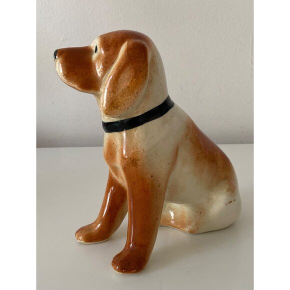 Hound Dog Vintage Glazed Ceramic Sitting Figurine Unmarked 7 Inches - Picture 6 of 16
